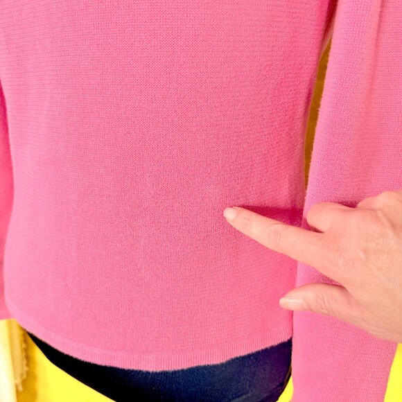 VTG Harold's Pink Bow Collared Twee Cotton Sweater Cardigan Size L - Picture 12 of 16